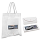 aerial view a white nw fold n go tote bag, full color digital, image 1 of 2