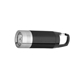 aerial view a black portable flashlight with carabiner, image 1 of 3