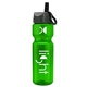 a green bottle & gray with black spout lid champion - 28 oz transparent bottle with ring straw lid