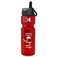 a red bottle & gray with black spout lid champion - 28 oz transparent bottle with ring straw lid