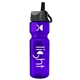 a violet bottle & gray with black spout lid champion - 28 oz transparent bottle with ring straw lid