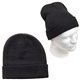 aerial view a black farview roll up cuff rpet knit beanie, image 1 of 2