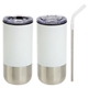 aerial view a white oxford 16 oz stainless steel tumbler with straw, image 1 of 2