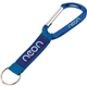 a blue key tag carabiner with strap and pvc patch