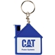 a blue house keychain tape measure with release button
