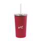 aerial view a red arlo classics stainless steel tumbler with straw - 20 oz, image 1 of 2