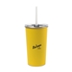 aerial view a yellow arlo classics stainless steel tumbler with straw - 20 oz, image 1 of 2