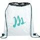 aerial view a black rally clear drawstring bag, image 1 of 6
