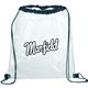 aerial view a navy rally clear drawstring bag, image 1 of 2