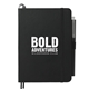aerial view a black 5 x 7 bulleting bound notebook w pen, image 1 of 7