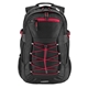 aerial view a red basecamp globetrotter laptop backpack, image 1 of 5