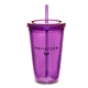 a purple 16 oz double wall cup with straw
