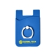 aerial view a blue prime line silicone card holder with metal ring phone stand, image 1 of 4
