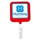a red professional square badge reel
