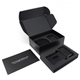 aerial view a black chi - charge beethoven - desktop wireless speaker and charging power station, image 1 of 3