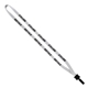 aerial view a white 1/2 cotton lanyard with plastic clamshell bulldog clip, image 1 of 2