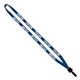 aerial view a royal blue 1/2 cotton lanyard with plastic clamshell bulldog clip, image 1 of 2