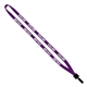 aerial view a purple 1/2 cotton lanyard with plastic clamshell bulldog clip, image 1 of 2