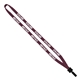aerial view a burgundy 1/2 cotton lanyard with plastic clamshell bulldog clip, image 1 of 2