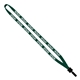 aerial view a forest green 1/2 cotton lanyard with plastic clamshell bulldog clip, image 1 of 2