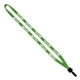 aerial view a lime green 1/2 cotton lanyard with plastic clamshell bulldog clip, image 1 of 2