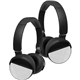 aerial view a black lightweight wireless headphones with noise cancellation, image 1 of 5