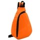 aerial view a orange puffy sling backpack, image 1 of 2