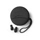 aerial view a black duo wireless earbuds speaker, image 1 of 6
