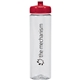 aerial view a translucent red 25 oz ekclear water bottle, image 1 of 2