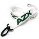 aerial view a white eco - friendly bamboo lanyard with plastic clip, image 1 of 2