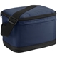 aerial view a navy blue classic 6- can cooler lunch shoulder bag, image 1 of 5