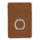 aerial view a tan leeman tuscany(tm) card holder with metal ring phone stand, image 1 of 6