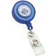 a translucent blue retractable badge reel round