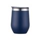 a navy blue margaux 12 oz double walled stainless steel stemless wine glass