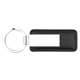 a black leather silver plated keyring