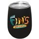 a black halcyon(r) 12 oz stainless steel wine glass with lid - gift set, full color digital