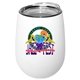 aerial view a white halcyon(r) 12 oz stainless steel wine glass with lid - gift set, full color digital, image 1 of 3