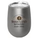 a metallic silver halcyon(r) 12 oz stainless steel wine glass with lid - gift set, full color digital