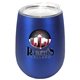 aerial view a metallic blue halcyon(r) 12 oz stainless steel wine glass with lid - gift set, full color digital, image 1 of 2