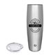 a stainless steel snowfox(r) 24 oz beer glass with lid