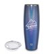 a shimmer blue snowfox(r) 24 oz beer glass with lid