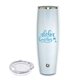 a shimmer white snowfox(r) 24 oz beer glass with lid
