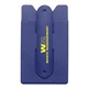 aerial view a navy blue silicone stand smart wallet phone stand, image 1 of 2