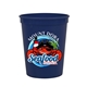 a navy blue cups - on - the - go 16 oz stadium cup with digital imprint