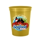 a metallic gold cups - on - the - go 16 oz stadium cup with digital imprint
