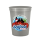 a metallic silver cups - on - the - go 16 oz stadium cup with digital imprint