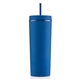 aerial view a navy 18 oz slique recycled tumbler, image 1 of 5
