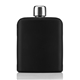 aerial view a black 6 oz hipster flask bottle, image 1 of 4