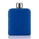 aerial view a navy blue 6 oz hipster flask bottle, image 1 of 6
