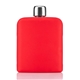 aerial view a red 6 oz hipster flask bottle, image 1 of 6
